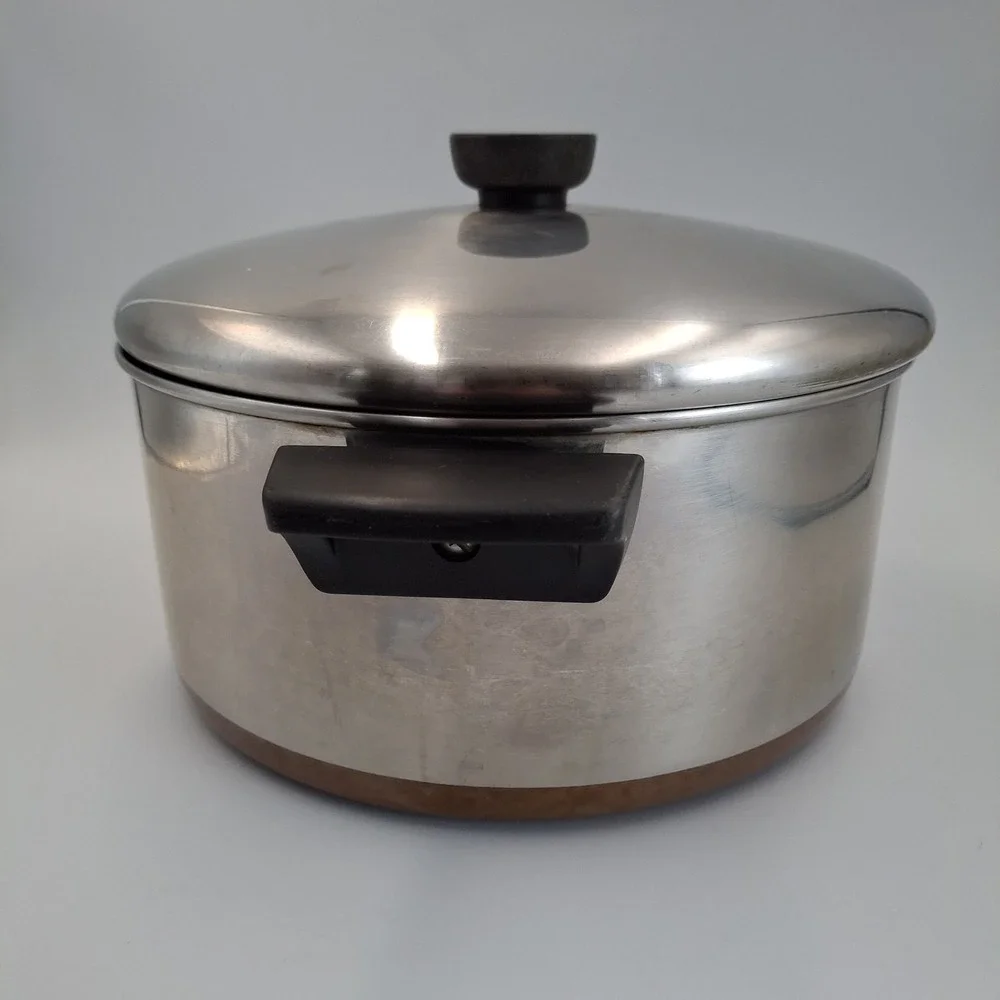 Vintage Revere Ware 4 1/2 Qt Copper Clad Stock Pot with Lid 1801 Clinton‎ IL USA